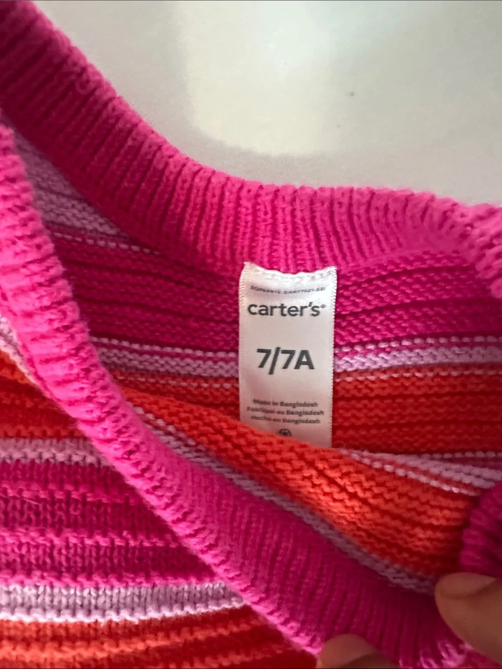 Carter's Pink, Red & Light Pink Striped Knit Tank Dress